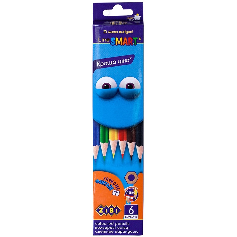 Олівці кольорові 6 кольорів, SMART Line
