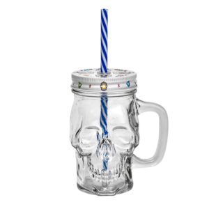 Чашка-банка з кришкою, що закручується і трубочкою "Череп" 400мл R93371