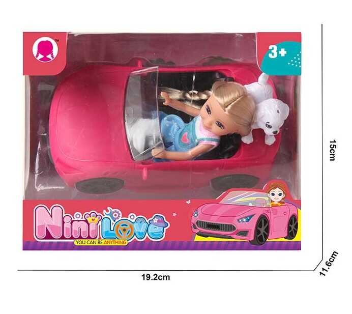 Фотография 1 товарной позиции интернет-магазина детских игрушек www.smarttoys.com.ua Лялька 55854 (96/2) машина, песик, висота ляльки 15 см, в коробці