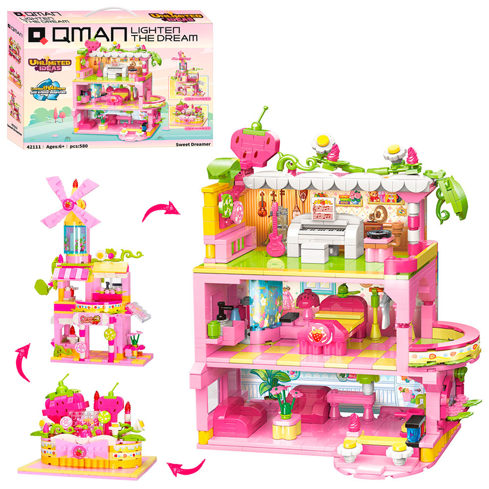 Конструктор Qman 42111 будиночок, 3в1, 580 дет., кор., 41-30-6,5 см.