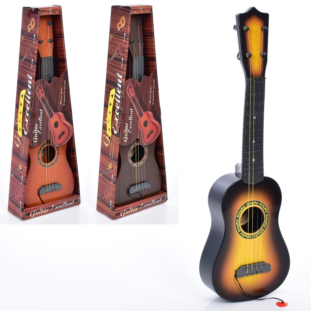 Гітара 135-1-2-3 струни 4 шт., медіатор, 3 кольори, кор., 58-21-8,5 см.