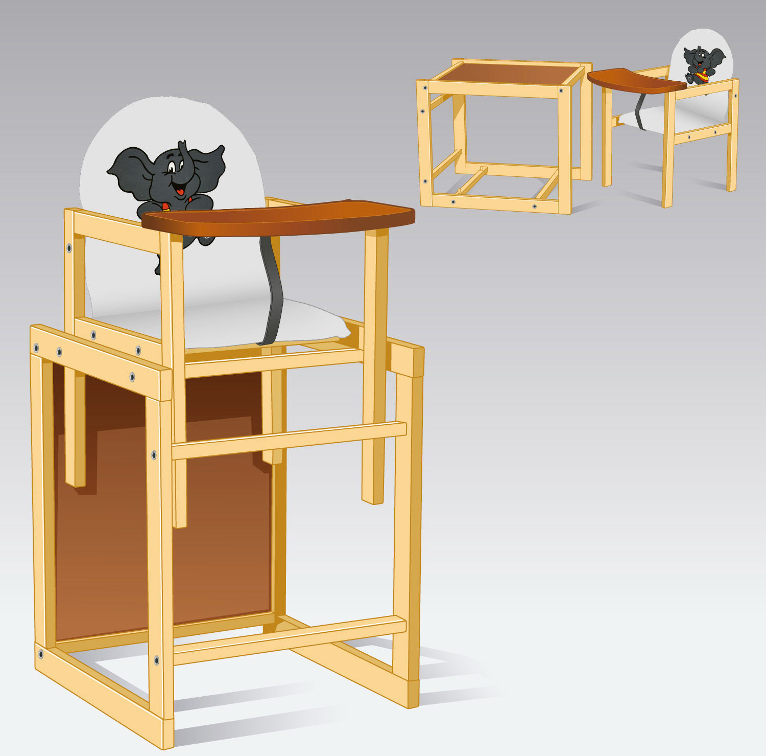 Стільчик / кожзам / №2016 - "Слоник" - колір БІЛИЙ (1) ТМ "Мася"