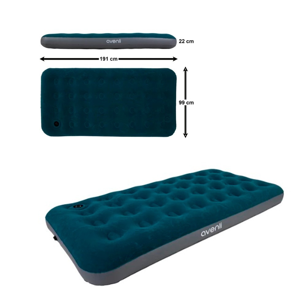 Велюр матрац 24679 надувний, вбуд. нож. насос, флок. покриття, 191х99х22см, до 300кг