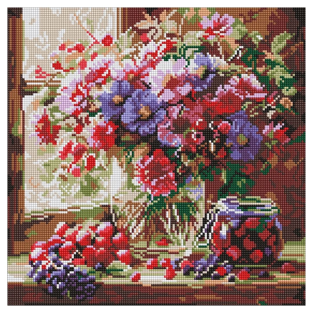 Набір з алмазною мозаїкою "Букет і фрукти" 40х40см