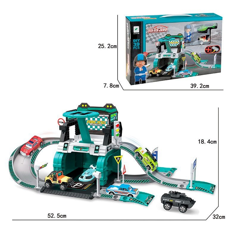 Гараж 660-A88 2 поверхи, джип/гелікоптер-мет., фігурка, 39 дет., кор., 39,5-25,5-8 см.