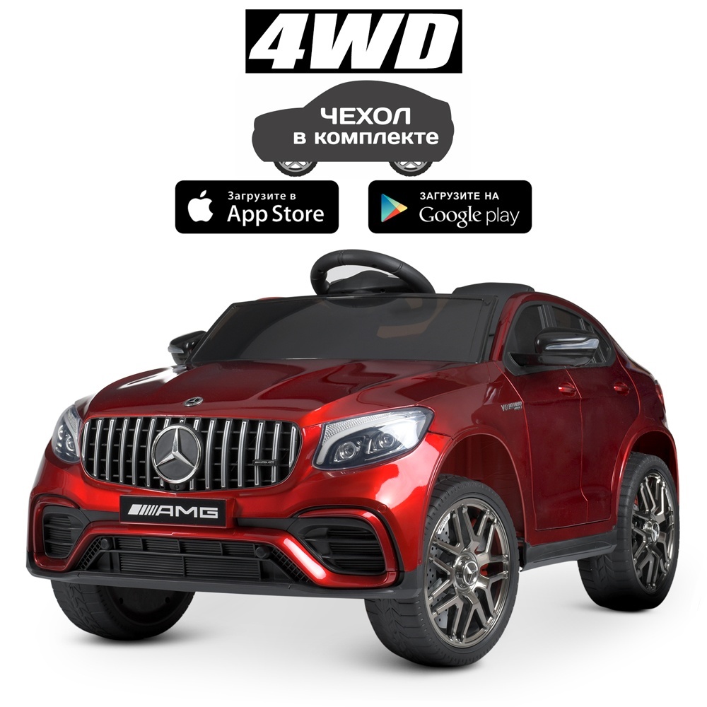 Машина M 4140EBLRS-3 радіокер.2,4G, 4мот.30W, 1акум.12V9Ah, шкір.сидін., кол.EVA,TF,USB,фарб.червон.