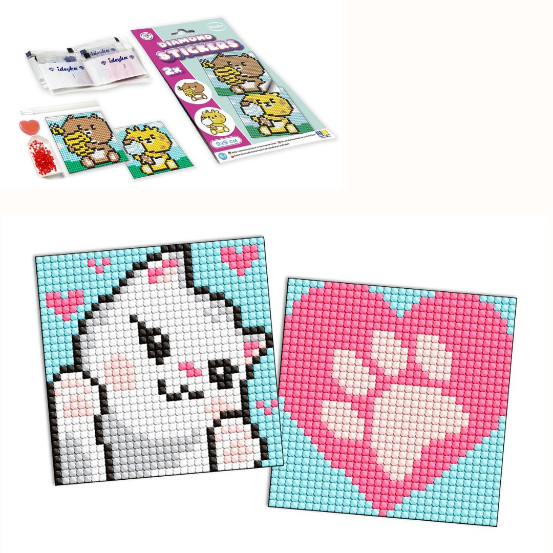 Набір з алмазною мозаїкою на самоклеючій основі для дітей "Білі лапки" 9x9см