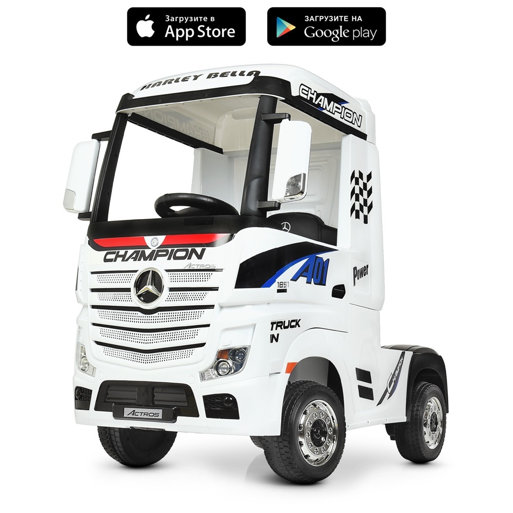 Вантажівка M 4208EBLR-1 радіокер.2,4G, 2 мот.35W, 1акум.12V10AH, шкіра,EVA,MP3,USB,муз.,світло,білий