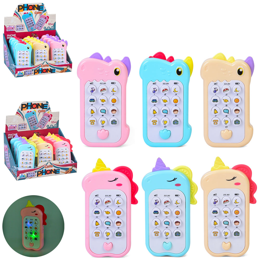 Телефон мобільний 335-72-73 звуки тварин,звуки транспорту,2 види,муз.(анг),бат.,12шт. в диспл.,26-16