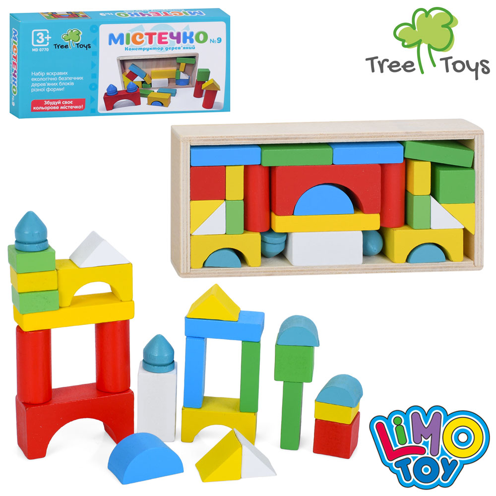 Дерев'яна іграшка Будівельні блоки MD 0770 Містечко, фігури,конструктор дерев'яний,в кор.,18-9-2,5см