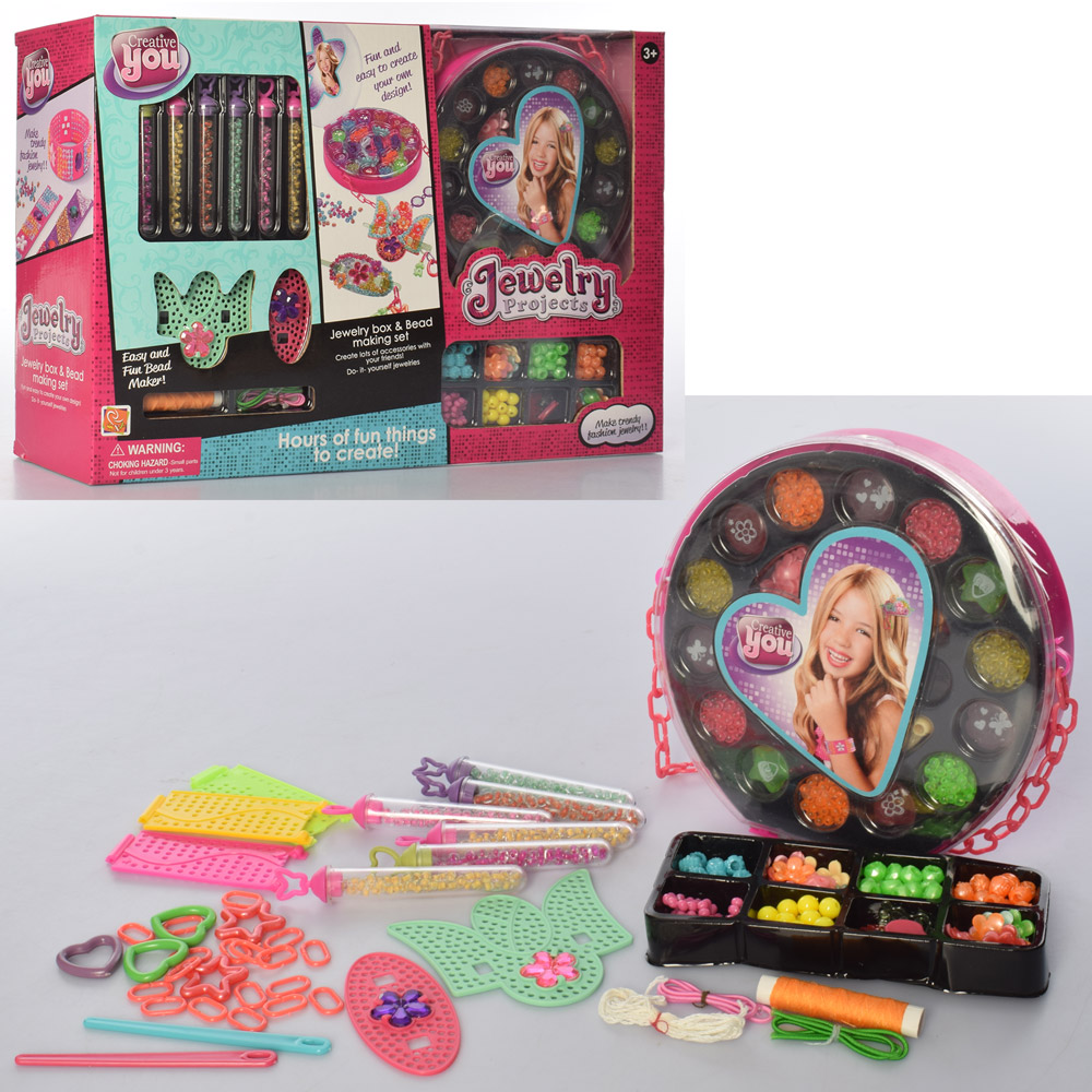 Бісер 8857 намистини, нитки, сумочка-скринька, заколочки, кор., 40-28-11 см.