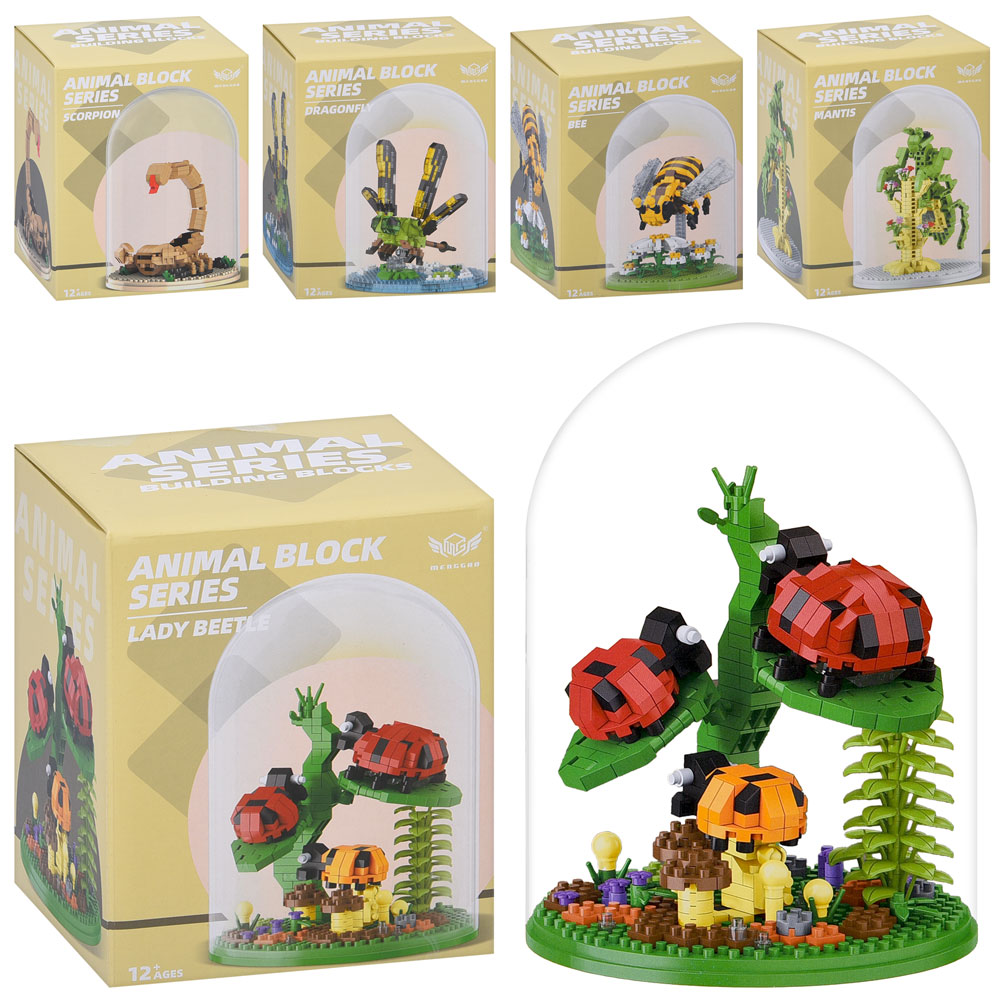 Конструктор MG1372A/B/C/D/F комаха, колба, 5 видів, в кор-ці, 13-17-13см