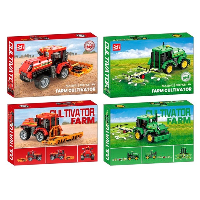 Конструктор 33071-33072 трактор, сільхозтехніка, 2 види (471 дет., 500 дет.), кор., 38-26-8 см.