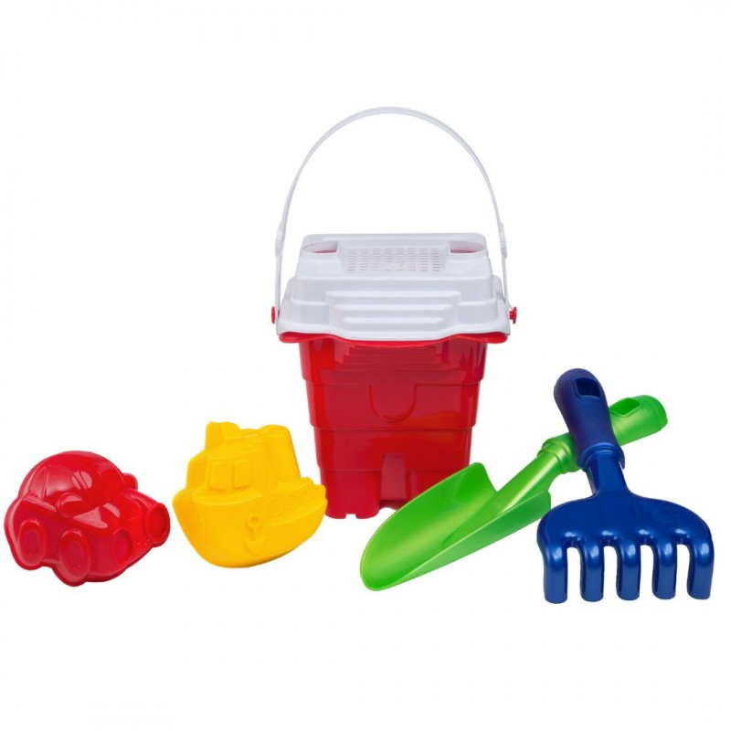 Набір дитячий "Відро №8, лопатка, граблі,сито, пасочки» арт. 1269 Бамсик