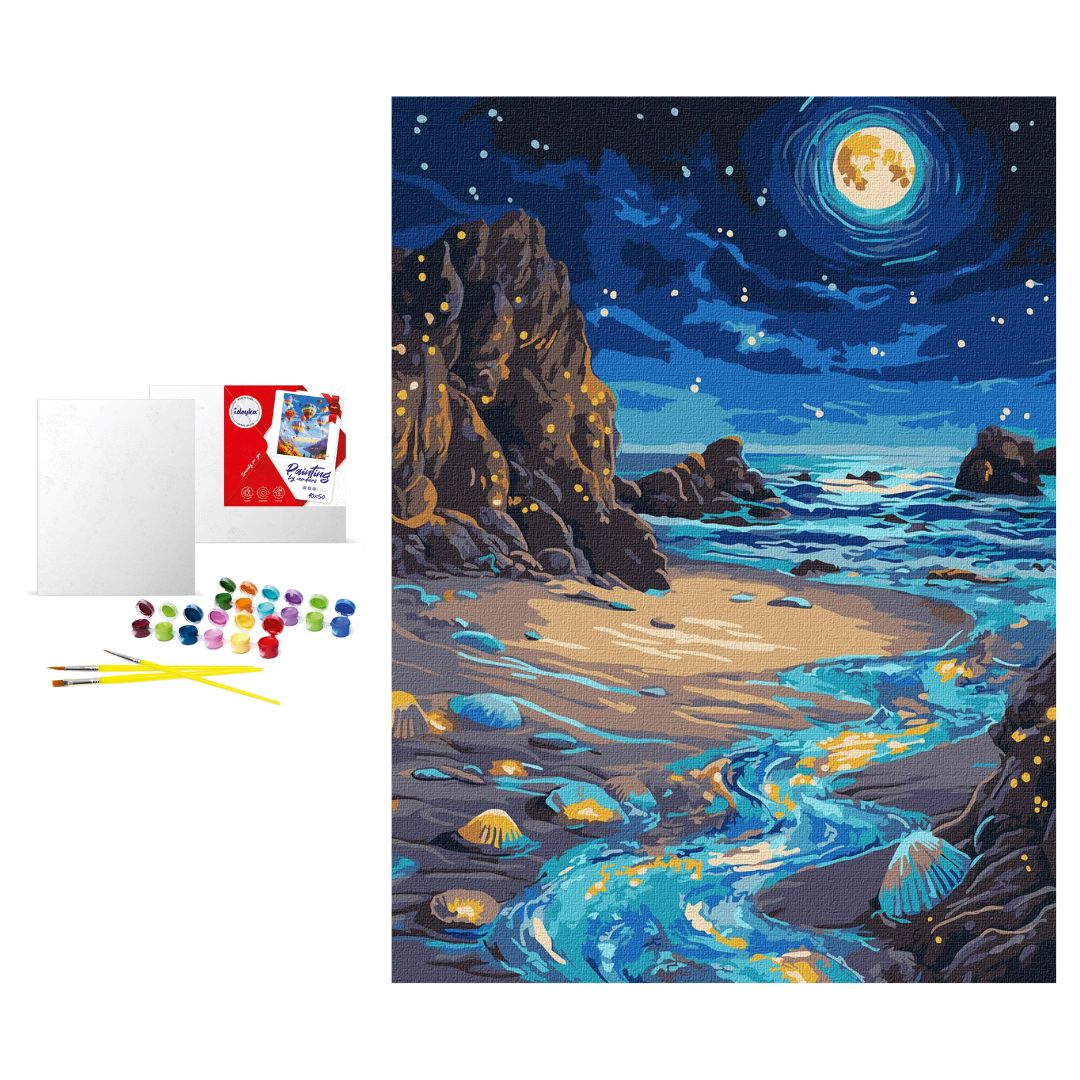 Набір для розпису по номерах "Сяючий берег з фарбами металiк extra" 30х40см