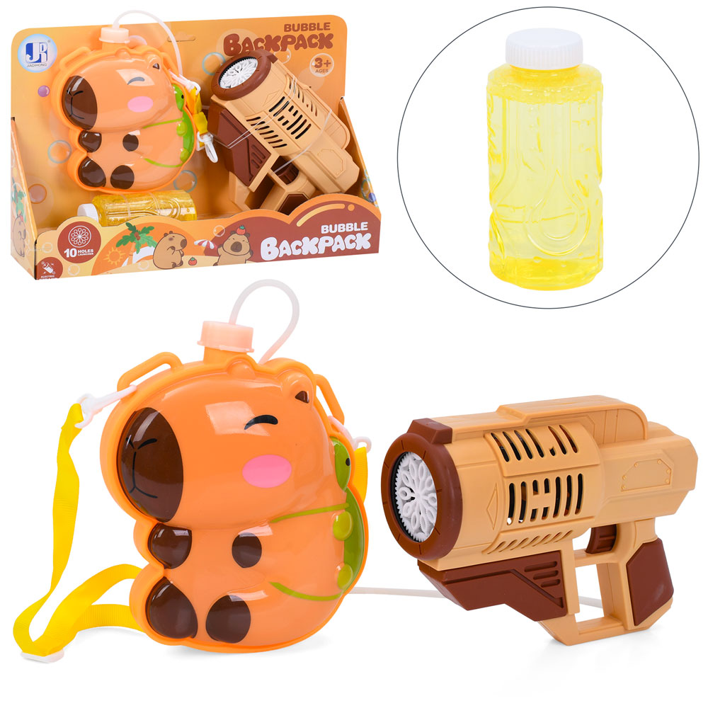 Мильні бульбашки P82468пістолет17см з балоном на плечі(капіб,14-17,5-6,5см)запас на бат-ці,в кор-ці