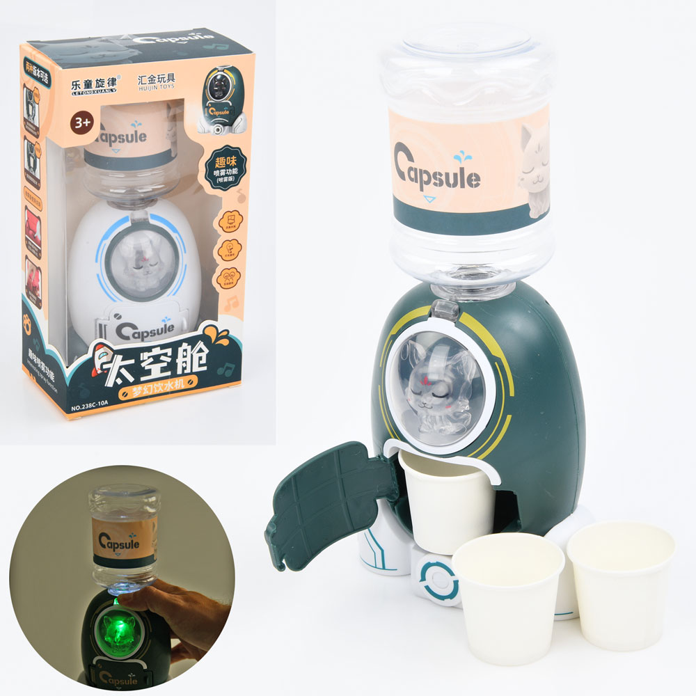 Побутова техніка 88556 кулер, склянки 3 шт., 2 кольори, муз., світло, бат., кор., 13,5-24,5-8 см.