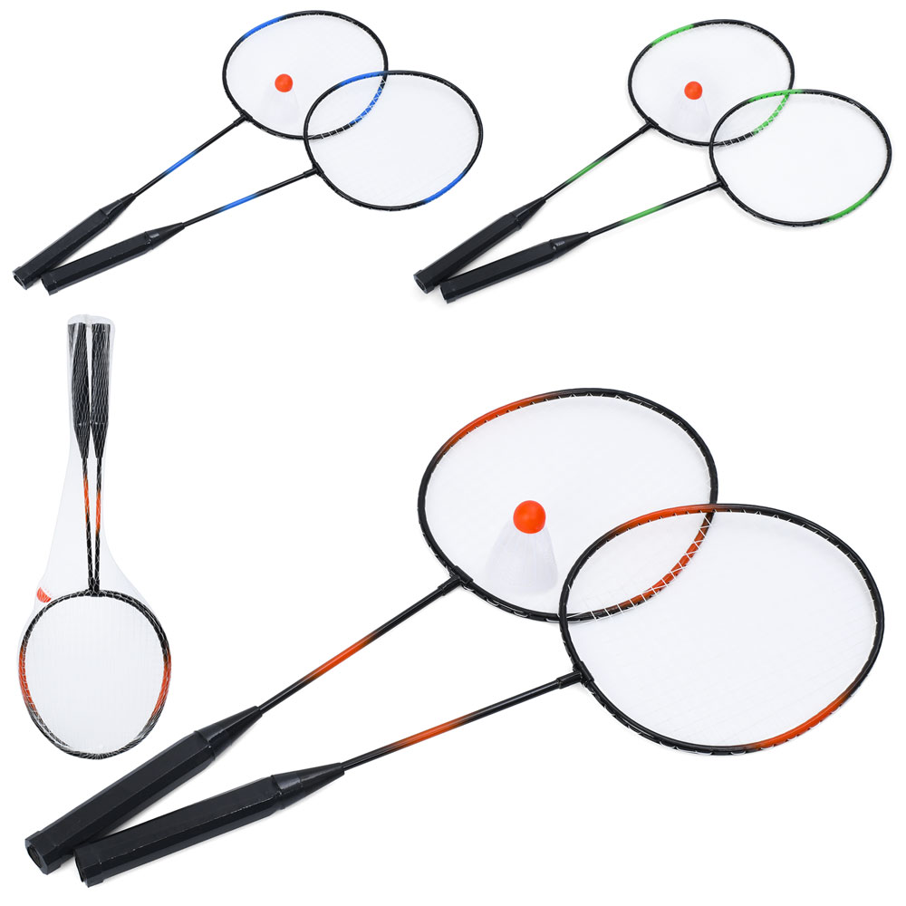 Бадмінтон MS 4934 ракетки 2шт (60см, метал), дерев'яна ручка,1волан7см,3 кольори, сітка