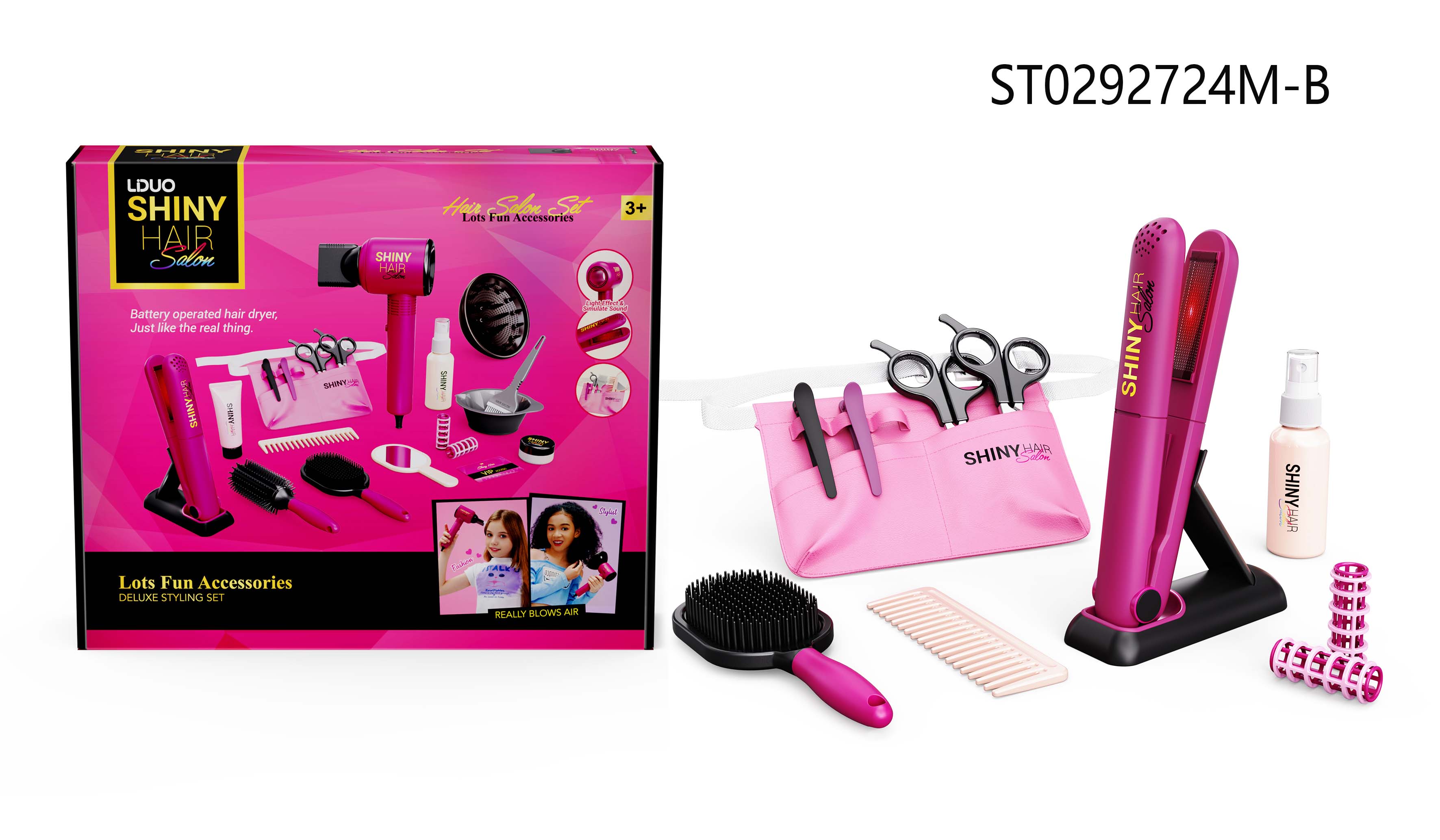 Набір аксесуарів 626031 набір перукаря, ножиці, гребінець, бігуді,сумка,плойка-муз.,світло,бат.,кор.