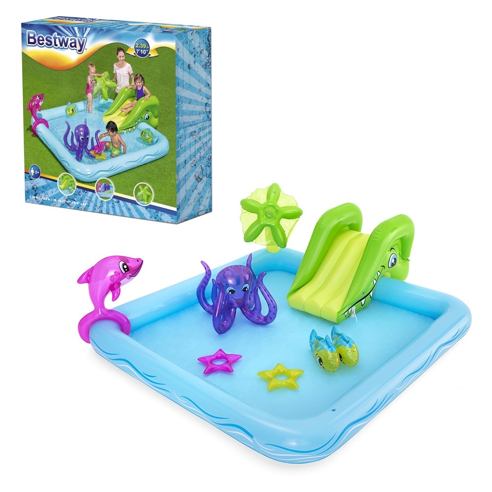 Басейн BW 53052 Акваріум,239-206-86см,гірка,мор.тварини,ремкомплект,в кор.