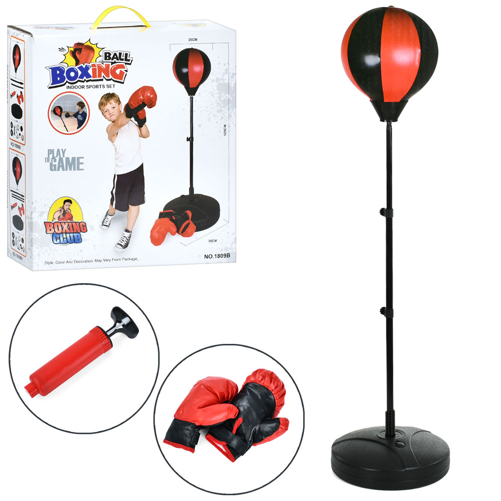 Боксерський набір MS 4470 на стійці (мет.), груша, 2 рукавиці, насос, кор., 39-42-14 см.