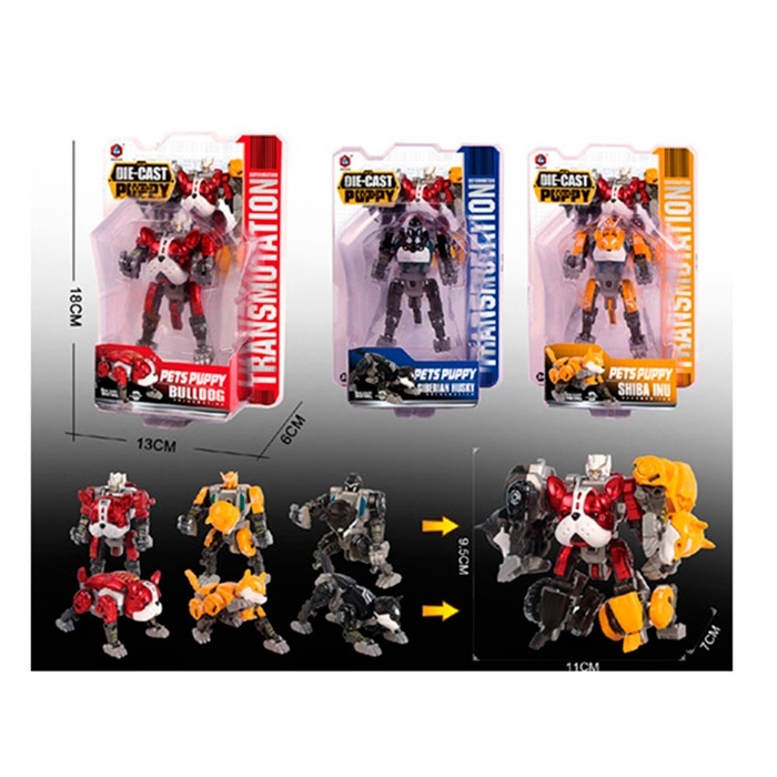 Трансформер HD123 робот+тварина, метал+пластик, 3 види, лист, 13,5-18,5-6 см.