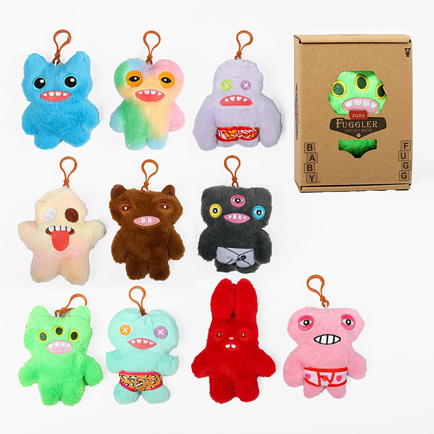 М`яка іграшка-брелок C 75256 + КОРОБКА (600) ЦІНА ЗА 1 ШТУКУ,  герой, середня висота: 13 см, вишите обличчя, м’яке хутро, синтепон, карабін, в коробці