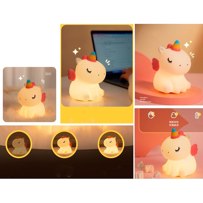 Нічник A007 єдиноріг, 3 рівні яскравості, таймер 30 хв., акум., USB, кор.,12,5-14,5-9,5 см.