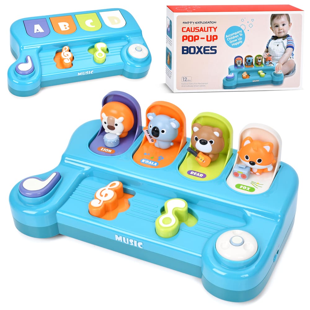 Гра BY304 Pop up, тварини, звуки тварин, рухливі деталі,2 режими гучності,муз.,бат.,кор.,30,5-18-7см