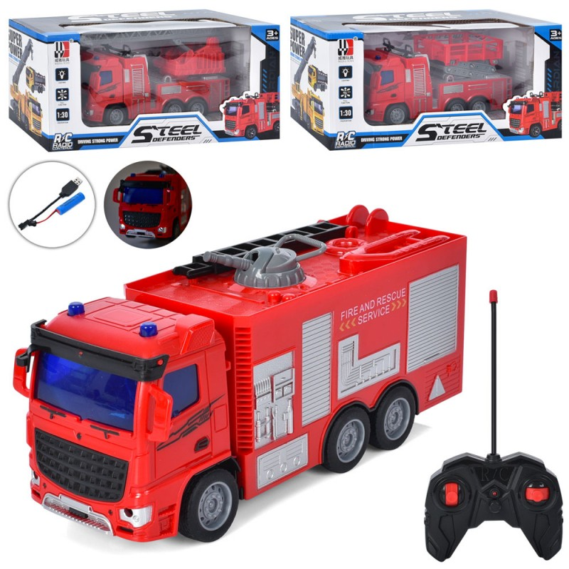 Машина FD381A пожежна, 1:30, радіокер., акум., USB, гум. колеса, 3 види, світло, кор., 31-14,5-13 см