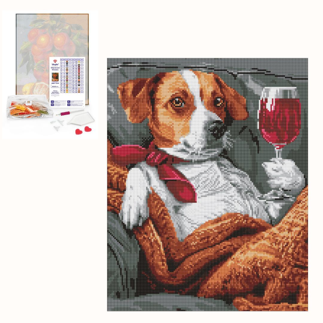 Набір з алмазною мозаїкою "Пухнастий дегустатор" 40х50см