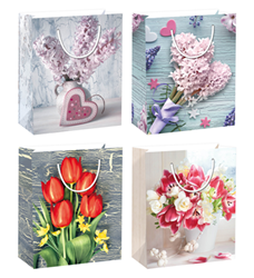 Пакет подарунковий DV-2161 L,"Улюблені квіти" , 4 дизайни, 210 г, 31x40x12см