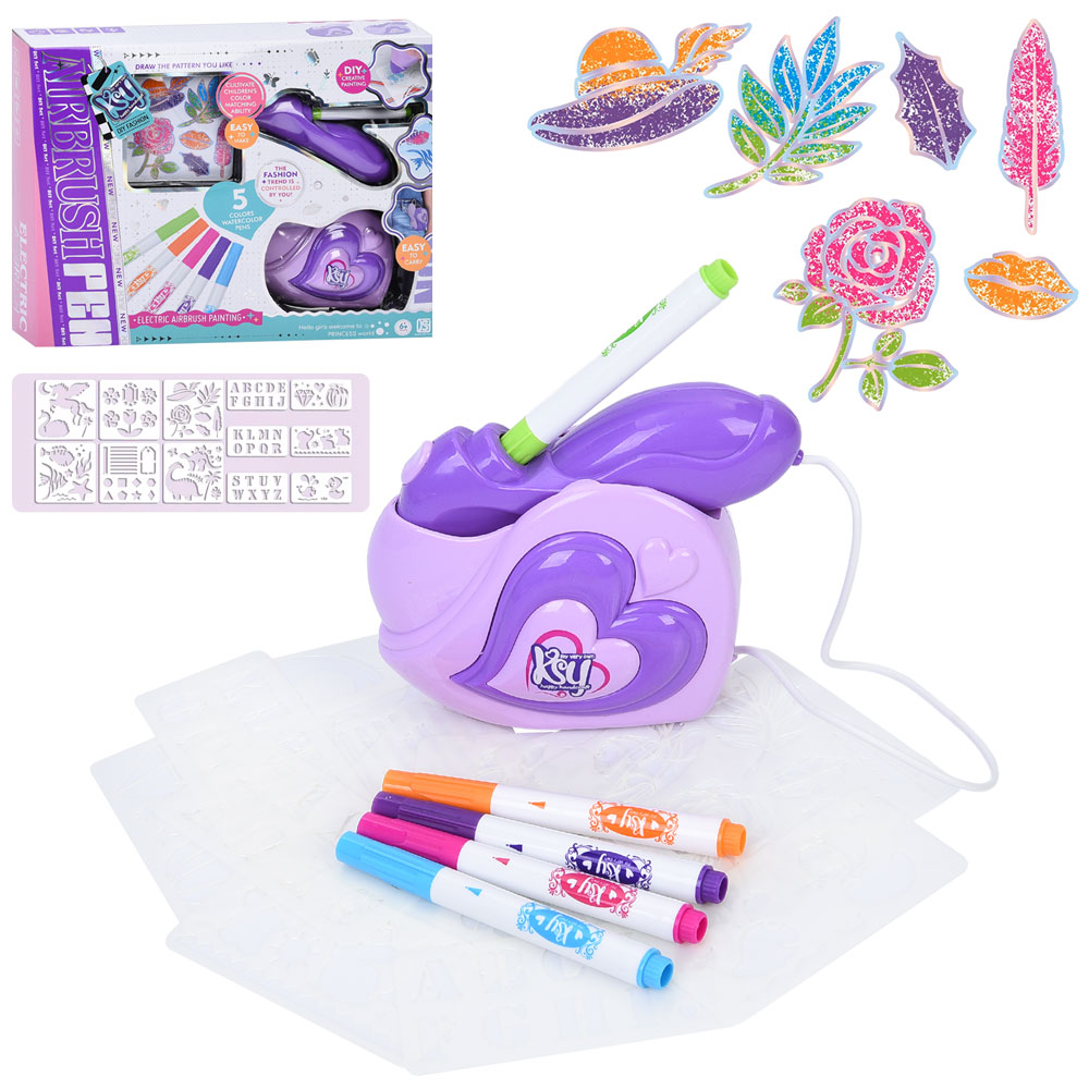 Набір для творчості KSY883-1 набір для малювання,Airbrash/аерографія,маркери,трафарети,на бат.,в кор