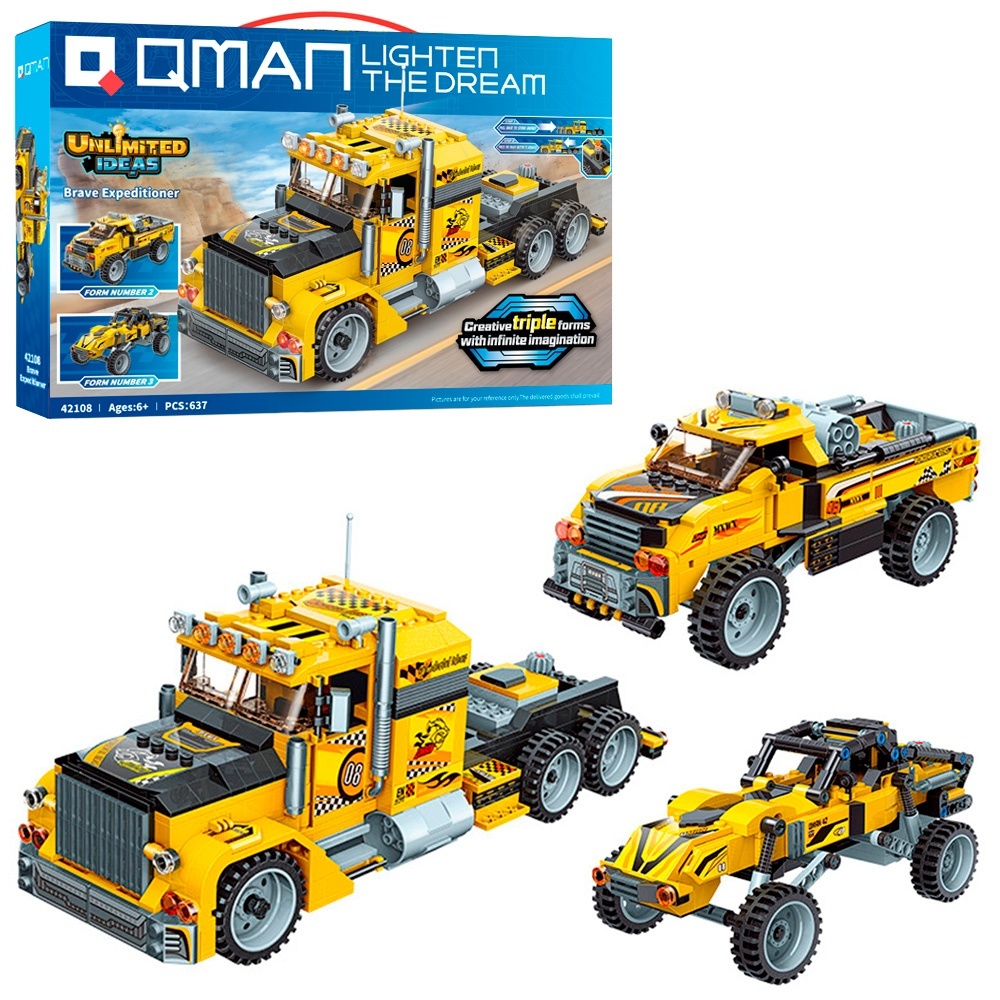 Конструктор Qman 42108 "Unlimited Ideas": 3в1, Хоробрий експедитор, 637 дет.