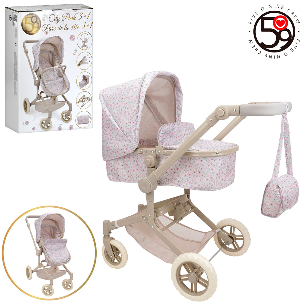 Коляска T742056  для ляльки,трансфор.,3в1,люлька,рег.руч.,корз.,сумка,мет.+плас.,в кор.,39,5-58-14,5