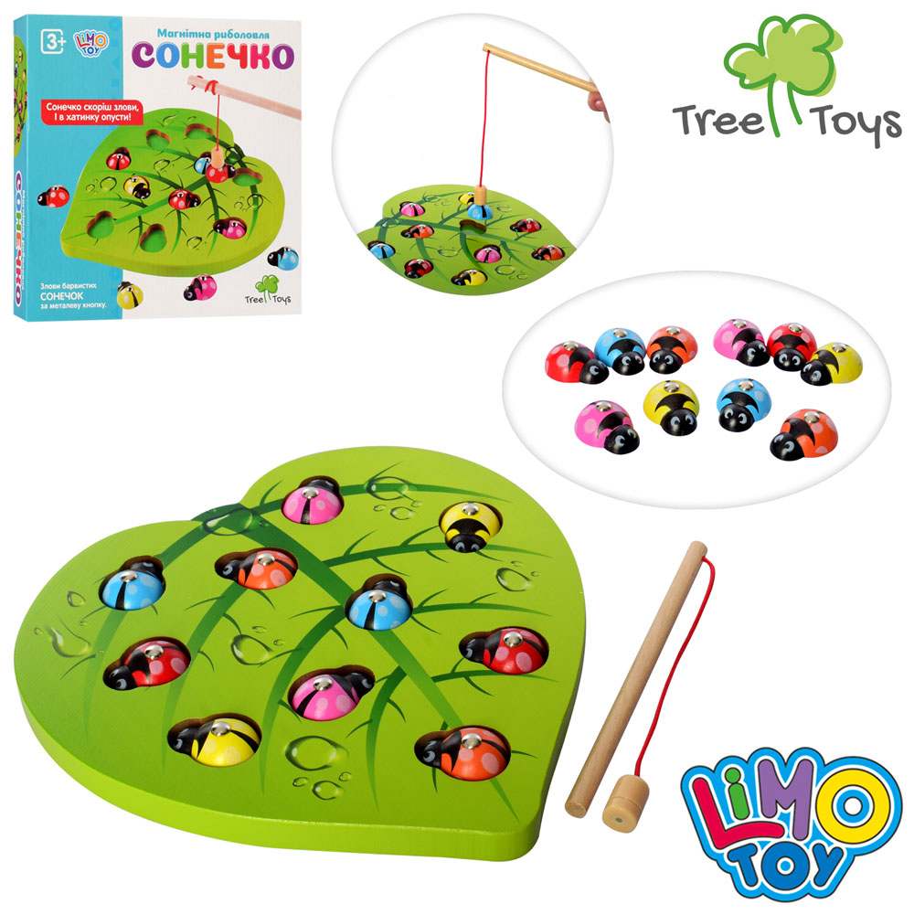 Дерев'яна іграшка Риболовля MD 2121 магнітна, лист/божі корівки, кор., 23-23-4 см.