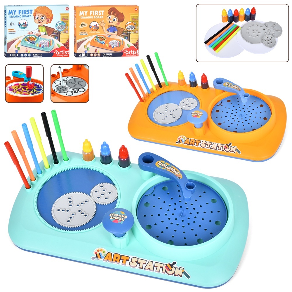 Дощечка 050-87-88 ігр.поле,спірограф,спинарт,фломастери 6шт.,фарби 6шт.,2 кольори,кор.,45,5-36-7см.