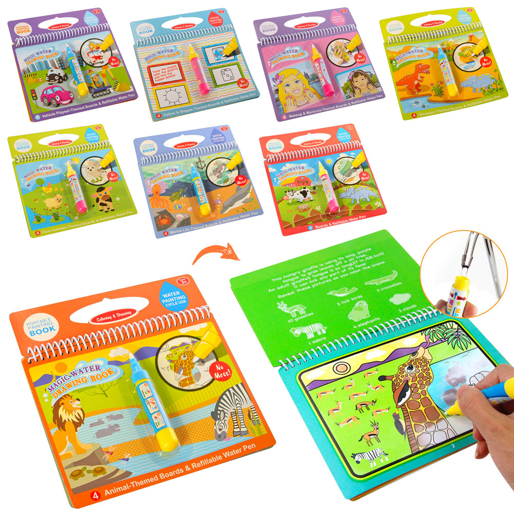 Книжка LT3955-6-7-8-9-60-61-62-1 для малювання водою, 8 видів, кул., 22-23-1,5 см.