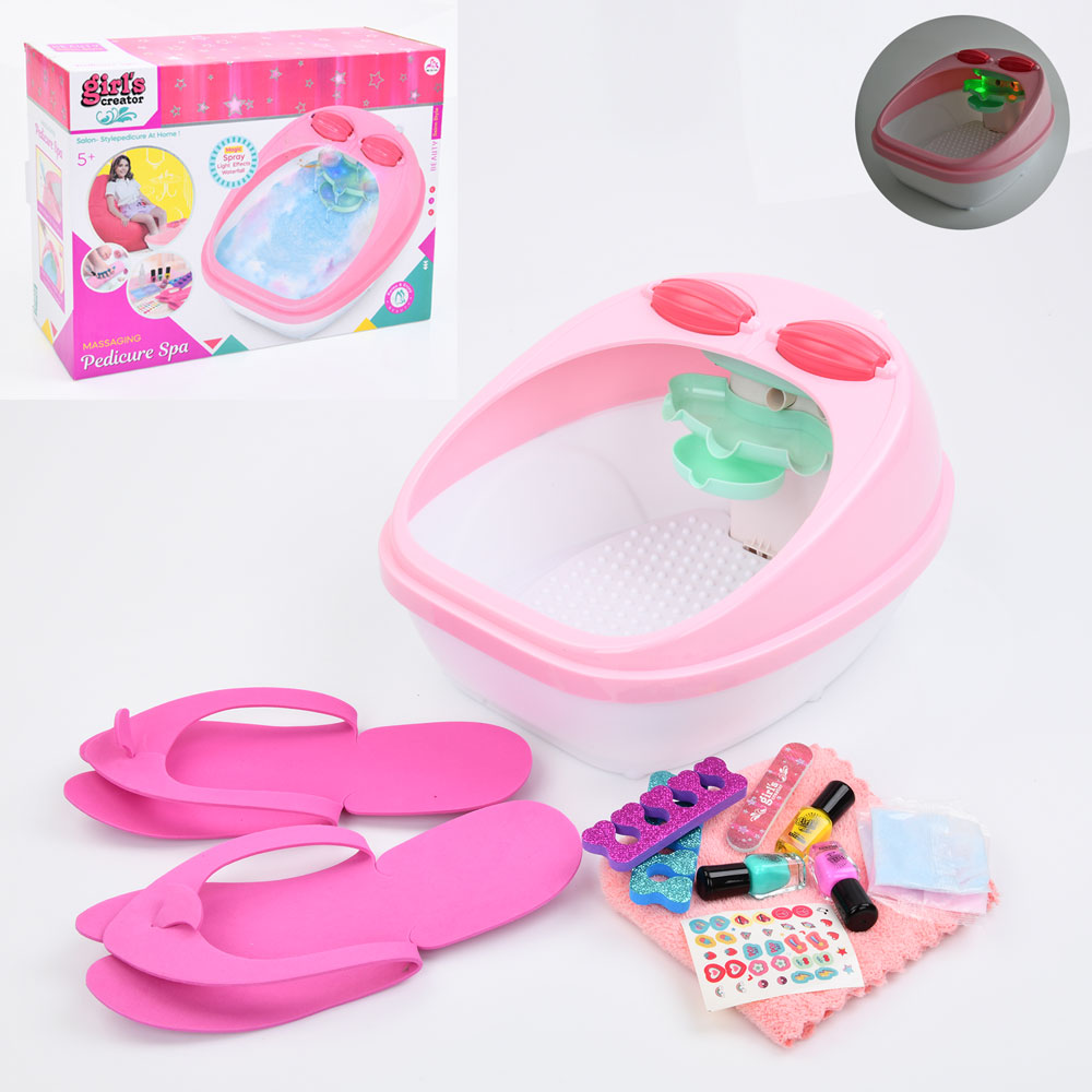 Косметика MBK-390A набір для педикюру,ванночка,лак 3шт.,пилка,наліпки,пудра,масажер,пара,бат.,кор.,4