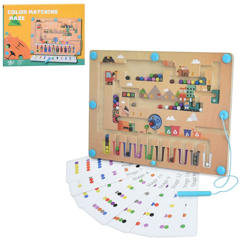 Дерев'яна іграшка Лабіринт MD 1997 ігрове поле, магнітний, картки, кор., 31-23,5-2 см.