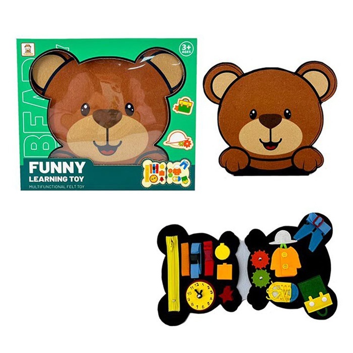 Гра Y514-3 бізікнижка, ведмедик, шестерні, гардероб, шнурівка, застібка-блискавка,кор.,30-25,5-3,5см