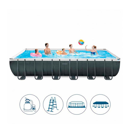 Басейн каркасний 26364 31805 л., фільтр-насос, сходи, підстилка, тент, вол.сітка, 732-366-132 см.