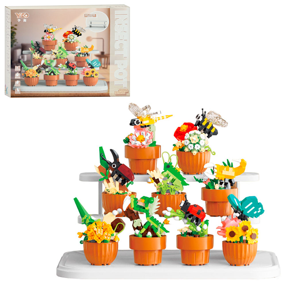 Конструктор P2294 набір квітів у горщиках, комахи, 1670 дет., кор., 36-29-9 см.