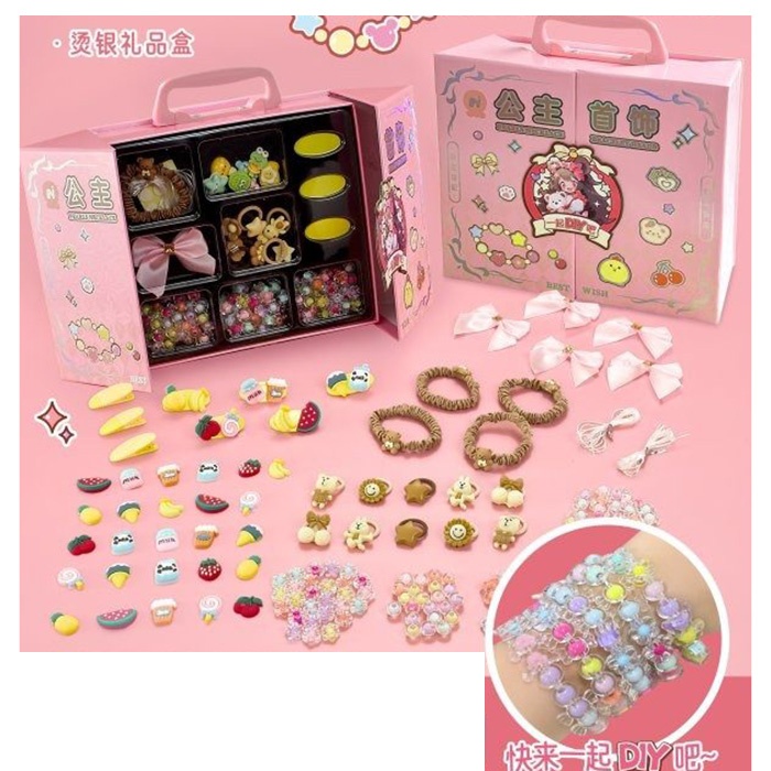 Набір для творчості 037-K3 намистини, аксесуари для волосся, резинки, заколки, кор., 21-19-8 см.