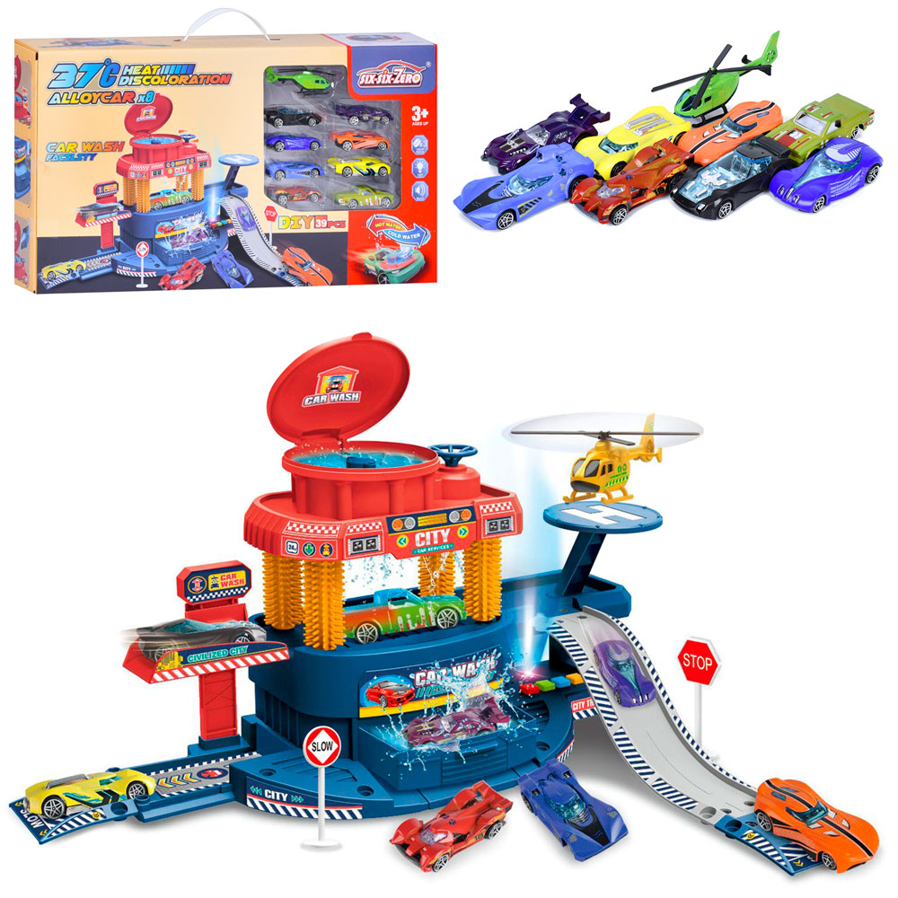 Гараж 660-S16 автомийка, 2 поверхи, ллється вода, машинки мет., муз., світло, бат.,кор.,56,5-31-14см