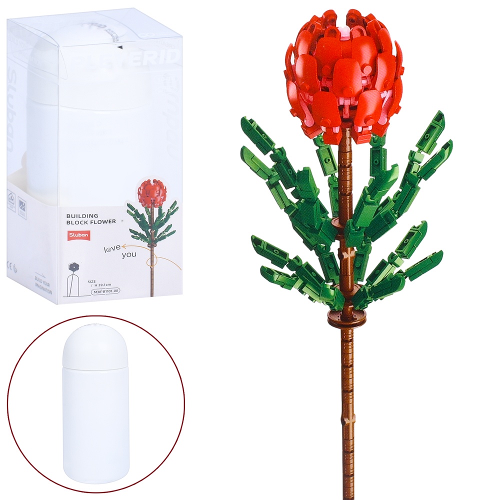 Конструктор SLUBAN M38-B1101-08 квіти, тібухіна урвілля, колба, кор.(бліст.), 9,5-22-9,5 см.