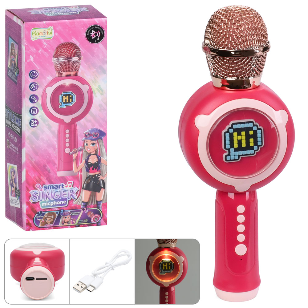 Мікрофон HY853-E (24шт) 23,5см, акум, звук(англ), світло, Bluetooth, TFслот, USBзарядне, в кор-ці, 9,5-24-6,5см