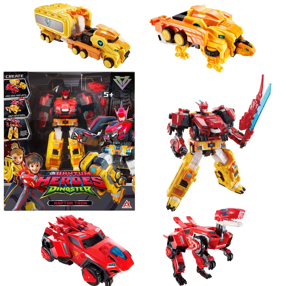 Ігровий набір з роботом-трансформером DINOSTER – РАПТОР ТРОН (2 машини, динозавр)