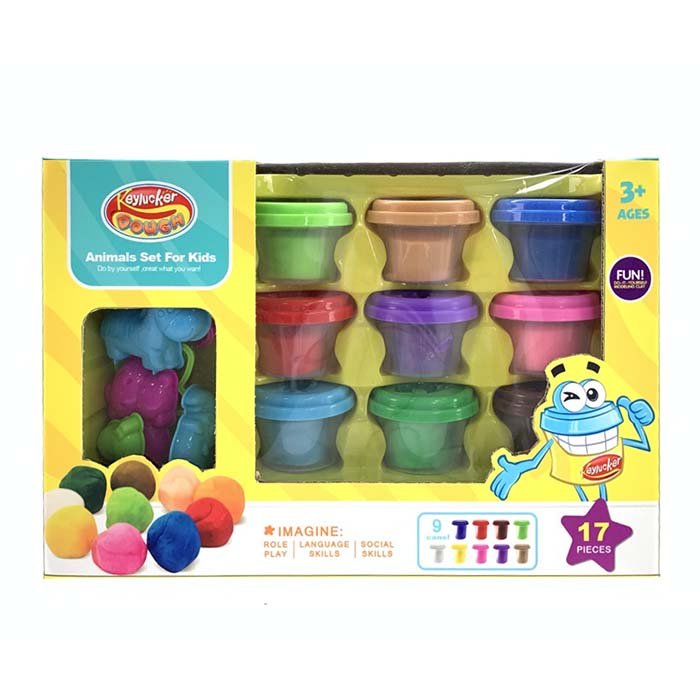 Пластилін MK 5449 9 кольорів(баночка з кришкою, кришка-формочка),формочки,17 предметів,кор.,30,5-20