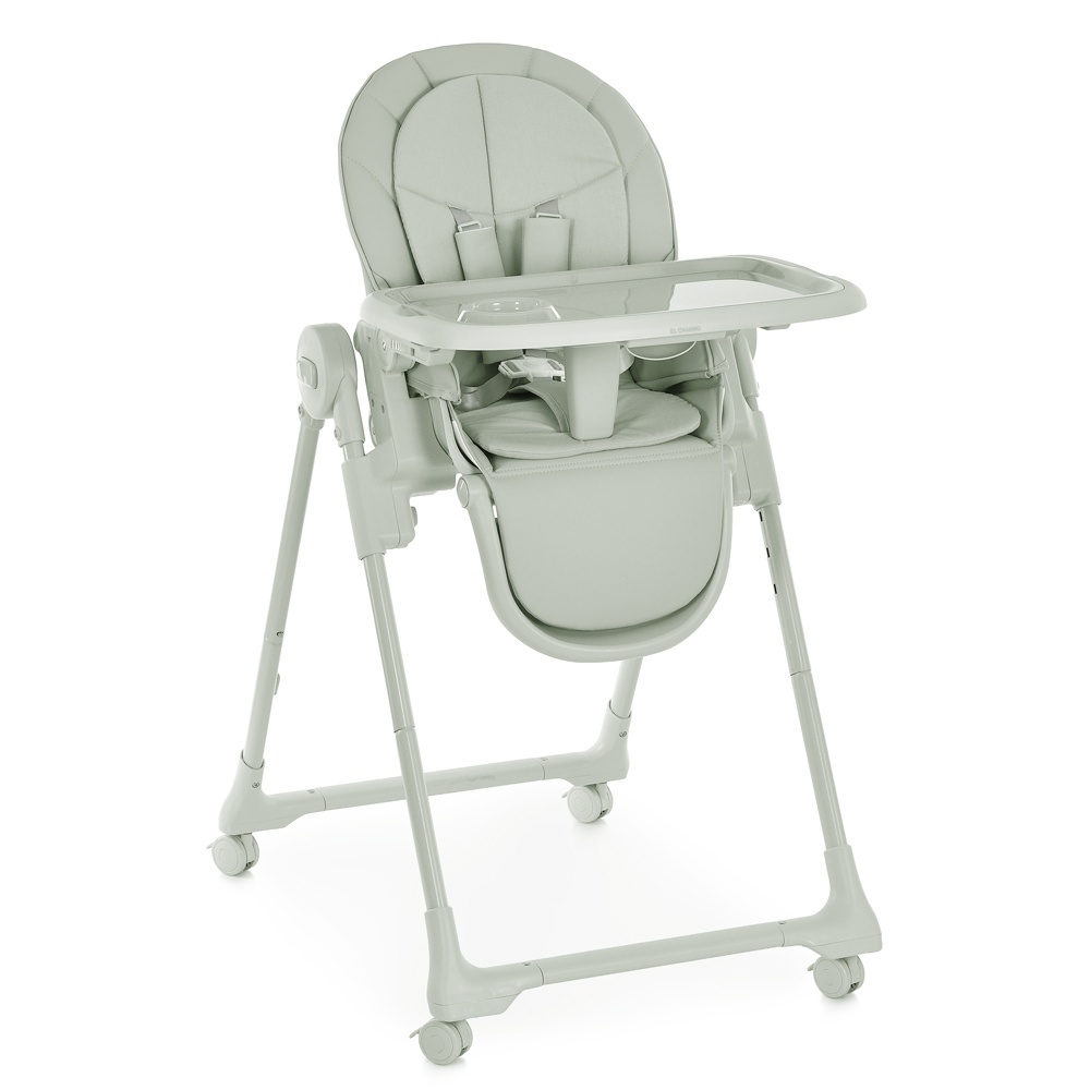 Стільчик El Camino CRYSTAL ME 1037 Nude Green для годування,5-точ.ремені,матрац,4 колеса,шкір.,зелен